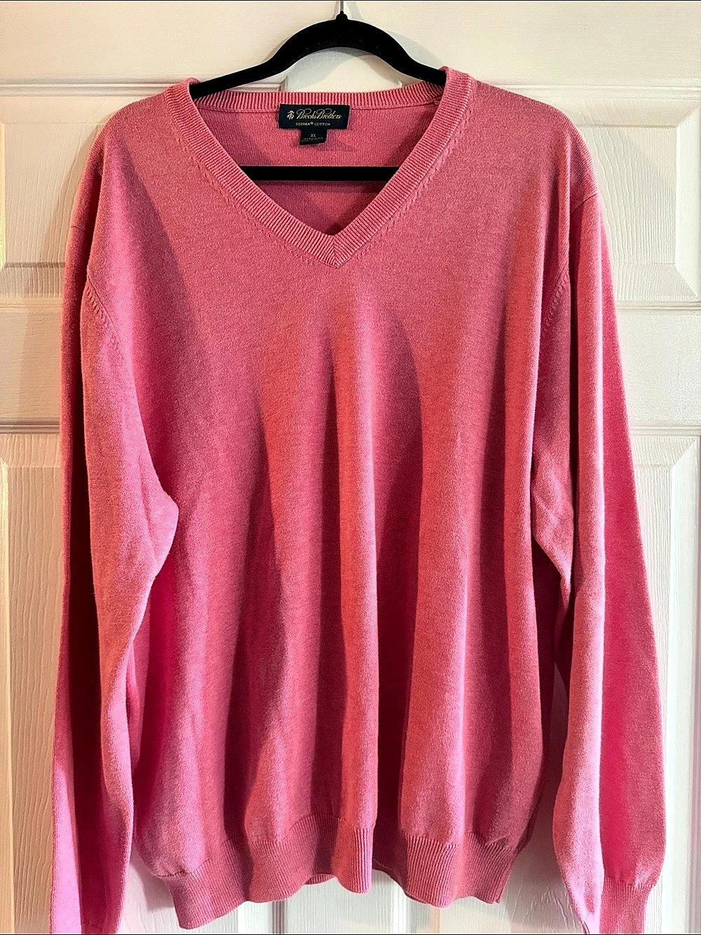 Brooks Brothers Supima Cotton V-Neck Sweater Pink XL
